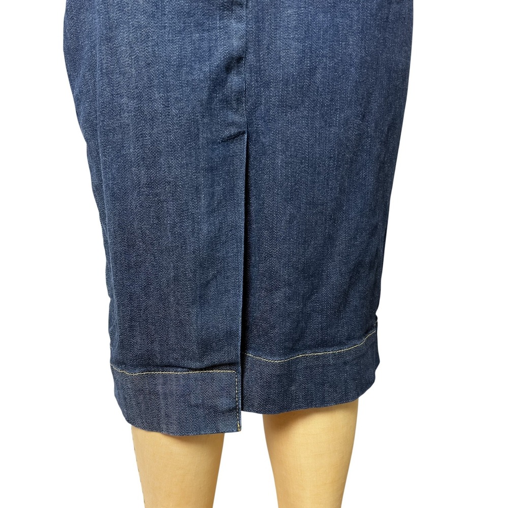 90s Ann Taylor Dark Wash Denim Pencil Skirt Knee Length Contoured Silhouette 2 S - Picture 9 of 12